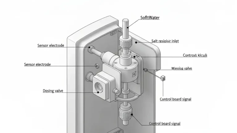 Sensor SoftWater w zmywarce AEG – elektrod pomiarowy i zaworek dozujący sól