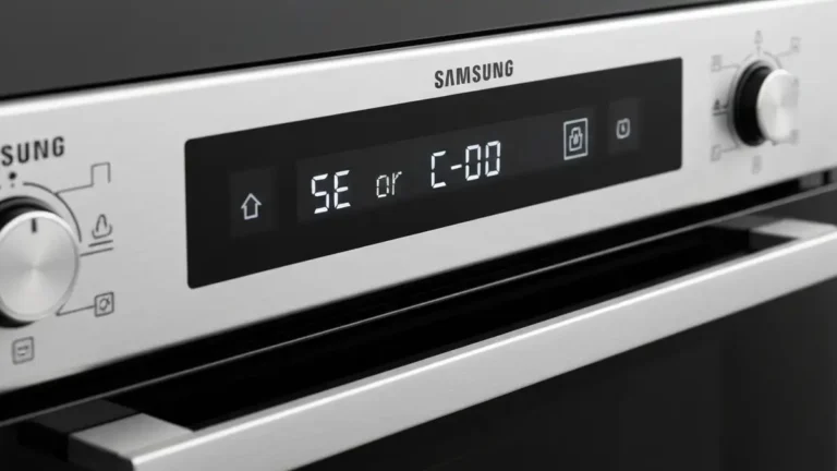 Panel sterowania piekarnika Samsung wyświetlający kody błędu SE i C-d0 na ekranie LCD