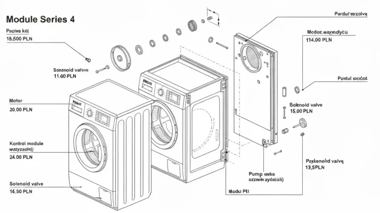 Rozbór modułów pralki Bosch Seria 4 – silnik, moduł sterowania, pompa i zawory solenoidowe