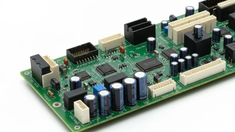 Moduł elektroniki pralki Whirlpool – schemat głównej płytki PCB z kondensatorami i tranzystorami