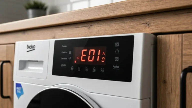Kod błędu E01 na wyświetlaczu pralki Beko – błąd dopływu wody