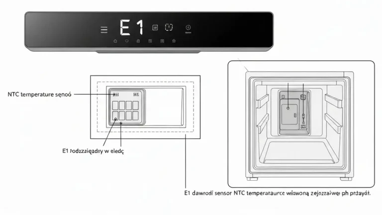 Błąd E1 na wyświetlaczu lodówki Samsung i czujnik temperatury NTC w komorze chłodzenia