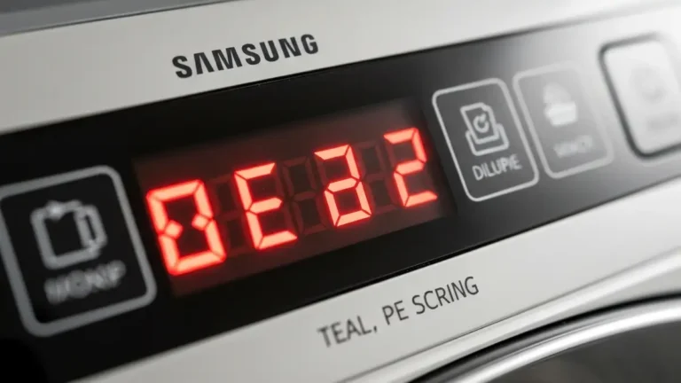 Wyświetlacz pralki Samsung pokazujący kod błędu E2 czujnika temperatury