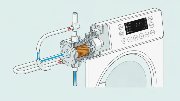 Elektrozawór wlotu wody w pralce Bosch z widocznym kodem F11 na wyświetlaczu