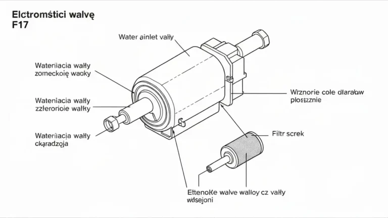 Schemat zaworu elektromagnetycznego dopływu wody w pralce Bosch z oznaczonym kodem F17