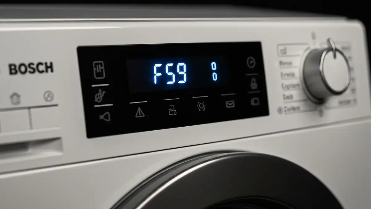 Kod błędu F59 wyświetlony na ekranie pralki Bosch, magistrala komunikacyjna modułu elektronicznego