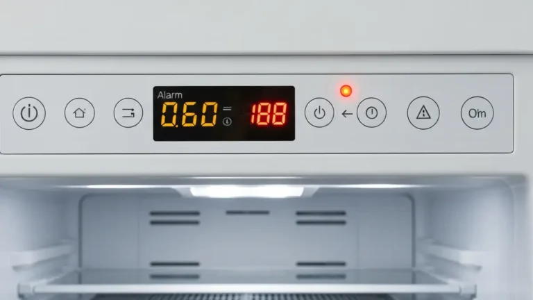 Indesit lodówka z wyświetlonym kodem alarmu na panelu sterowania