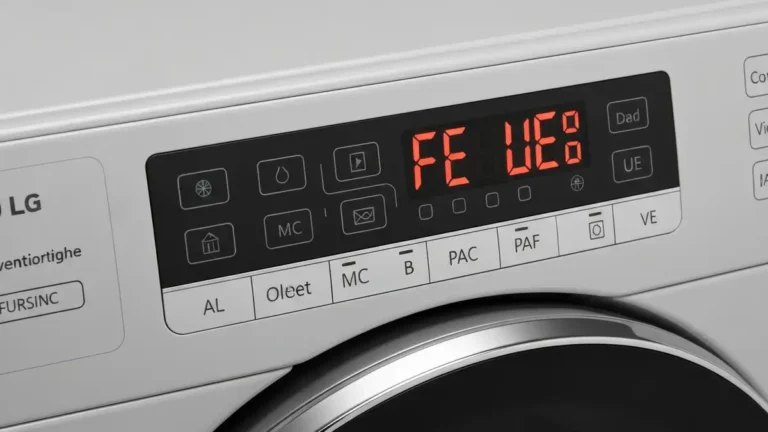 Panel kontrolny pralko-suszarki LG z wyświetlanym kodem błędu na ekranie LCD
