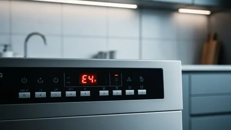 Panel sterowania zmywarki LG wyswietlajacy kod bledu E4 na ekranie LED