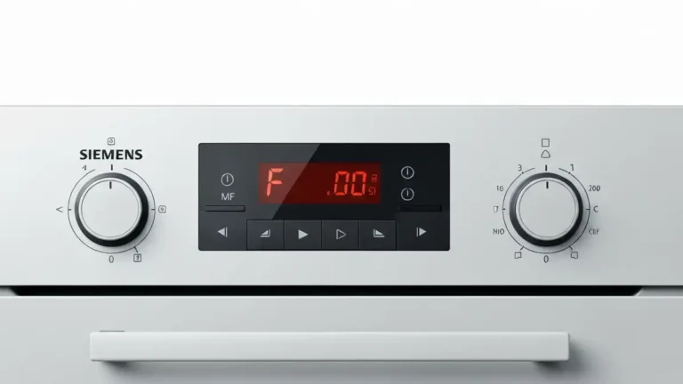Panel sterowania piekarnika Siemens wyświetlający kod błędu F na ekranie cyfrowym