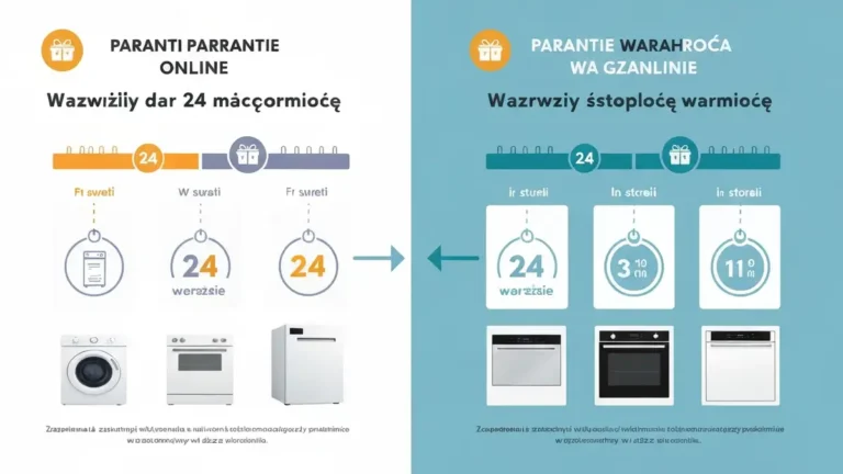 Porównanie czasu rękojmi na AGD kupione online i w sklepie stacjonarnym – infografika z kalendarzem 24 miesięcy