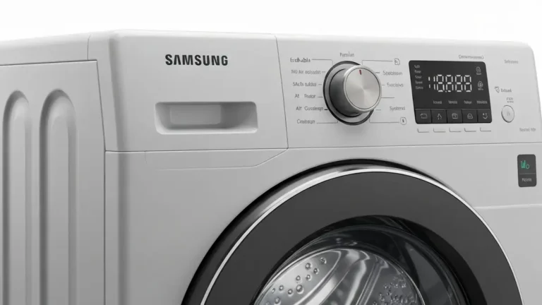 Pralka Samsung EcoBubble z widocznym systemem tworzenia pęcherzyków powietrza i głównego wyświetlacza kodów błędów