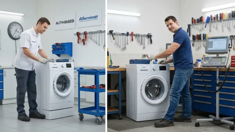 Technik serwisowy przy pralce – porównanie serwisu autoryzowanego i niezależnego AGD