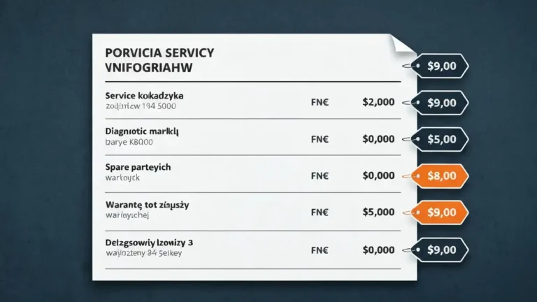 Rachunek za naprawę pralki z widocznymi ukrytymi opłatami i kosztami dodatkowych usług