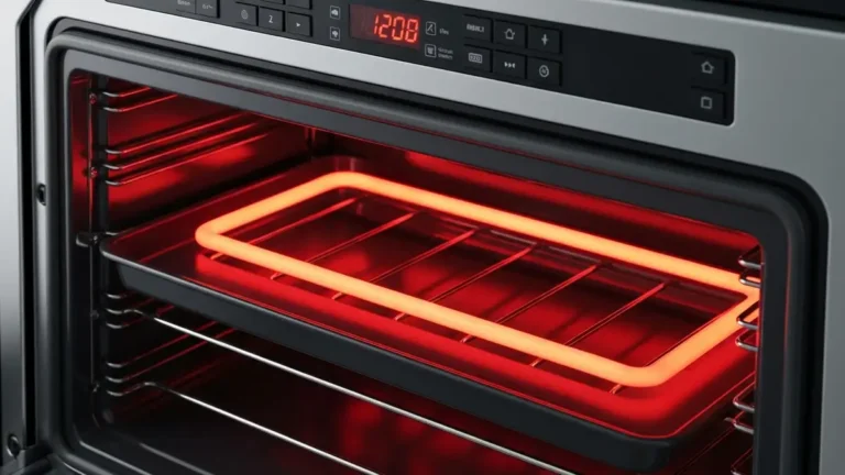 Piekarnik Whirlpool z widoczną grzałką górną i dolną, wskaźnikiem błędu na wyświetlaczu