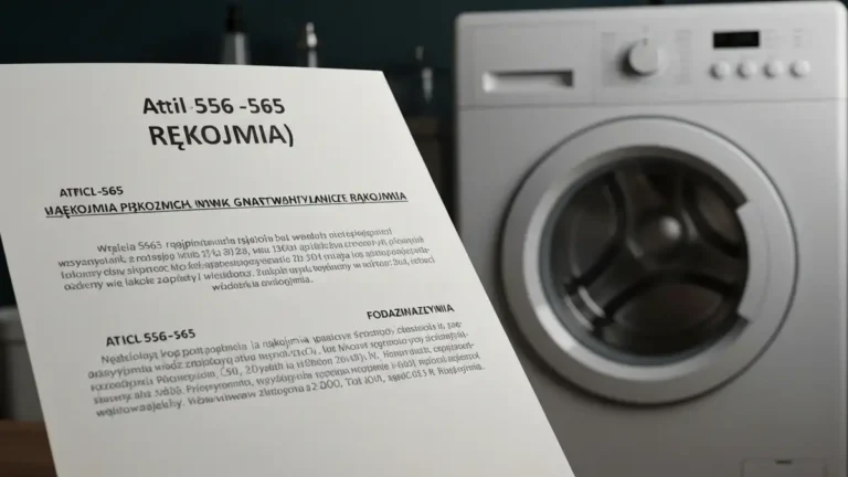 Dokument z kodeksem cywilnym, paragrafy o rękojmi, pralka w tle