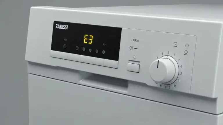 Panel kontrolny zmywarki Zanussi z wyświetlaczem kodów błędów i przyciskami sterowania
