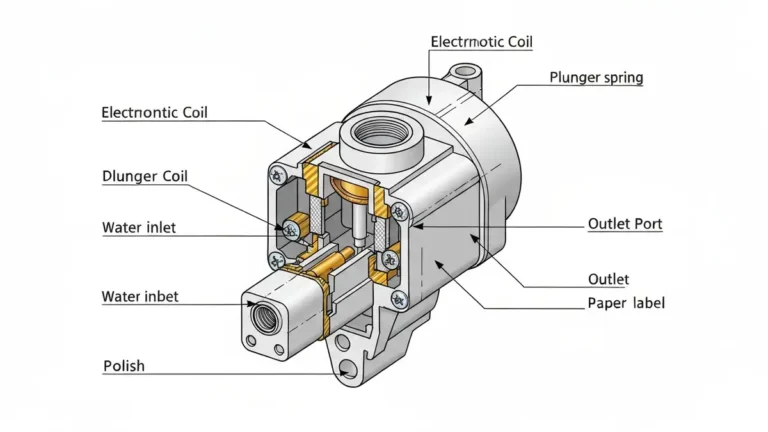 Zawór elektromagnetyczny pralki - schemat lokalizacji i budowy wewnętrznej
